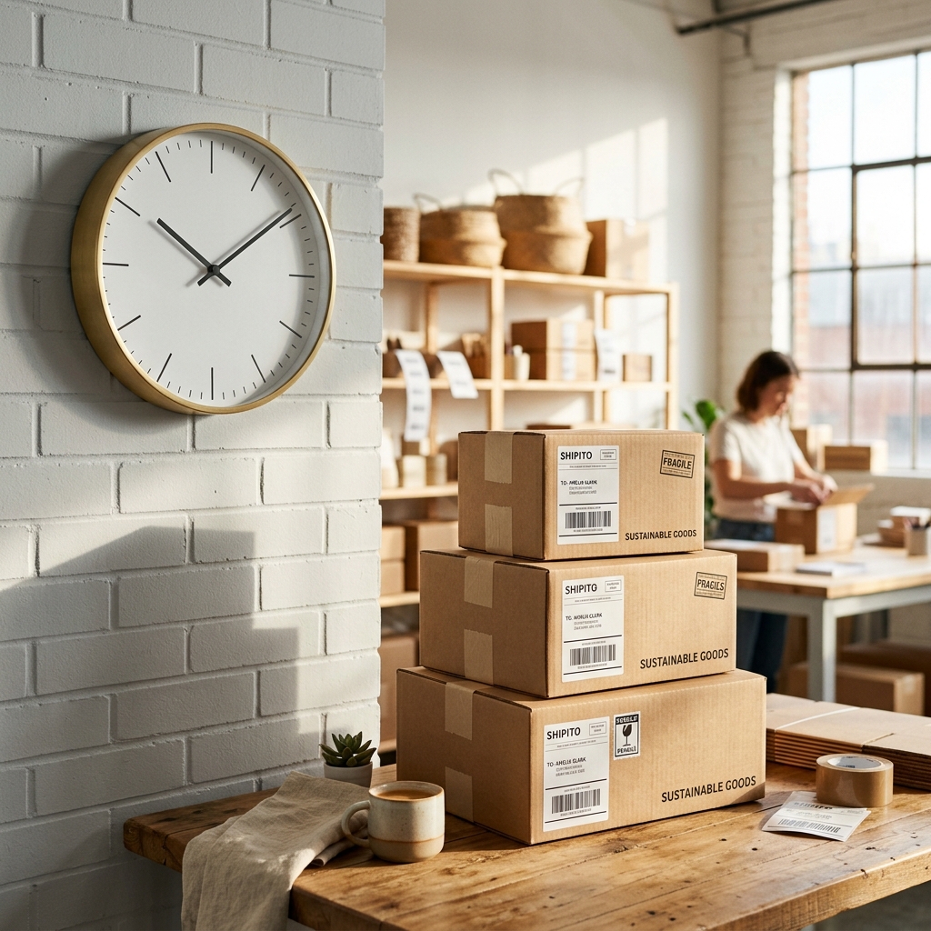 Stacked Parcels next to Clock